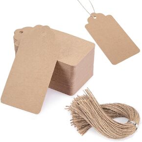 Koogel 100pcs Kraft Paper Tags ، علامات مع سلسلة ، لحفلات الحفلات علامات الهدايا لحفل الزفاف ، دش الطفل ، دش الزفاف