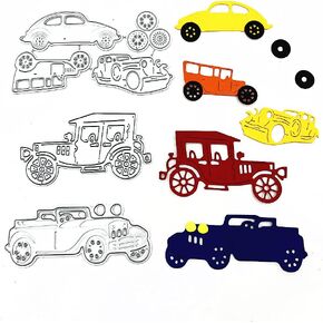 Metal 5pcs Car Die Cuts, Vintage Car Cutting Die DIY Crafts Template Mould Stencils for DIY Embossing Card Making Album Decorative Paper Scrapbooking