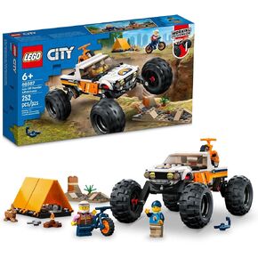 LEGO City 4x4 Off-Roader Adventures 60387 Building Toy - Camping Set Including Monster Truck Style Car with Working Suspension and Mountain Bikes, 2 Minifigures, Vehicle Toy for Kids Ages 6+