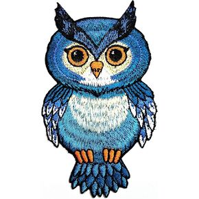 Cute Bird Owl Blue Embroidered Patches Stickers Cartoon Kids DIY Craft Decorative Repair Patches for Clothing Hat Shoes Shirts Backpacks