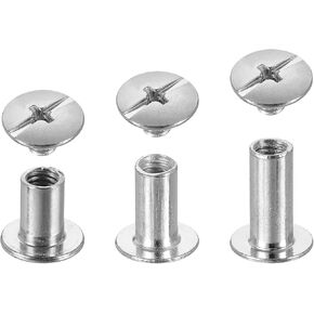 uxcell 75 Sets Chicago Screw Rivets Metal Phillips Head Binding Screws Post Nail Rivet Stud Screw for DIY Leather Belt Bag Craft Bookbinding, 3 Sizes, Silver Tone