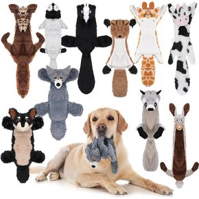 Sratte 10 Pcs Soft Dog Squeaky Toys No Stuffing Crinkle Dog Toy for Aggressive Chewers Durable Plush Teething Puppy Squeak Animals Chew for Small Medium Large Pets, 10 Styles(Classic Style)