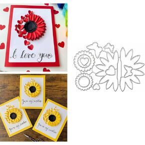 Layered Flower Metal Die Cuts,3D Coneflower Daisy Heart Butterfly Frame Wedding Cutting Dies Cut Stencils for DIY Scrapbooking Album Embossing Paper Dies Card Making