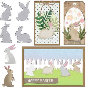Easter Bunny Metal Cutting Dies for Card Making, Animal Rabbits Die Cuts Spring Dies Stencils Embossing Template for Craft Scrapbooking DIY Photo Album Decorations