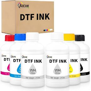 DTF Ink 1500ML, Premium DTF Printer Ink, 6x250ml Refill for Epson ET-8550 XP15000 L1800, P400, P800, DTF Transfer Ink for PET Film (250ml x 6, 2 White+CMYK)