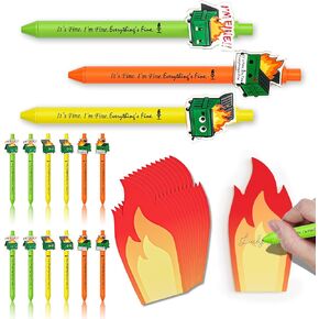 12 Sets Dumpster Fire Gifts Funny Pens Ballpoint Pens & Cards, Emotional Support Dumpster Fire Desk Accessories Employee Appreciation Office Gifts for Coworker Staff Team Teachers Nurses