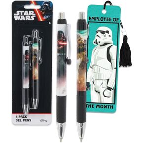 STAR WARS Ballpoint Pens Set - Bundle with 2 Pens Plus Bookmark Stationery Gift Office Supplies for Kids, Teens, Adults