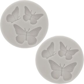 Patikil 2pcs قالب البوليمر الطين ، قالب الطين قالب فندان القالب 3 الفراشة السيليكون وردة للهواء الجاف ديي الكعك الشوكولاتة خبز السكر ، الوردي