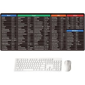 مفاتيح اختصار Excel لوحة الماوس （800 × 300 مم لوحة مفاتيح ممتدة وسادة الماوس ، حصيرة مكتب مكتب غير قابلة للانزلاق مع حواف مخيط ، لوحة مكتب ورقة الغش للكمبيوتر الشخصي ، ماك بوك ، الكمبيوتر المحمول