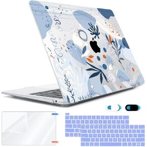 for MacBook Pro 13 inch Case M1 M2 A2338 A2289 A2251 A1706 A2159 A1989 with Touch Bar 2022 2021-2016 Release, Hard Shell Case & Keyboard Cover & Screen Protector &Webcam Cover, Blue Graffiti