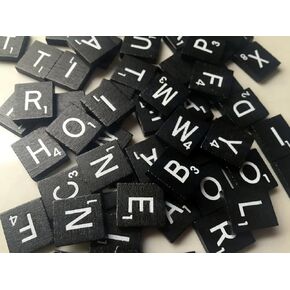 Black Wood Letter Tiles Set 100 Tiles for Game Replacement, Scapbooking, Crafts, Messages, Etc.
