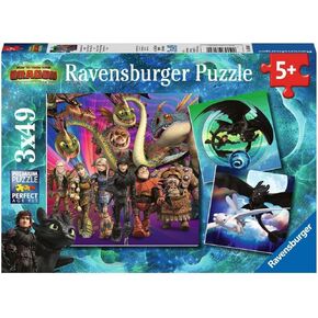 Ravensburger How to Train Your Dragon 3, 3X 49pc Jigsaw Puzzles