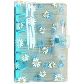 Blue A6 6 ثقوب شفافة Daisy PVC Cover Cover Cover فضفاضة ورقة الورقة الدائرية رعاية المجلد Binder Notebook Planner مع المجلدات الدائرية الدائرية