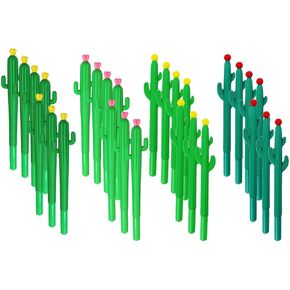 YYaaloa 28pcs Cactus Shape Gel Ink Writing Pens 0.5 mm Black Ink Fun Kawaii Pens Bulk for Kids Office School Supplies