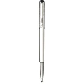 Parker Vector Premium Shiny Stainless Steel Chiselled Blue Rollerball Pen