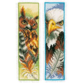 Vervaco Counted Cross Stitch Bookmark kit Eagle & Owl, Set of 2