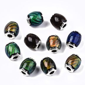 50pcs Color Changing Mood Beads Crystal Glass Barrel Temperature Sensing Jewelry Beads for Women Men DIY Mood Bracelets Jewelry Making