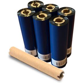12 Rolls Wolfbarco 4.33" x 243' (110mm x 74m) Black Premium Resin-Enhanced Wax Thermal Transfer Ribbon Compatible with Zebra GC420t, GK420t, GX420t, GX430t, TLP2442, TLP2844, ZD220, ZD4 Printers