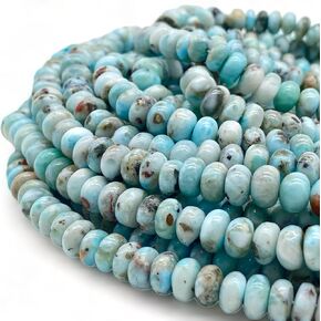 ABCGEMS Mexican Blue Angel Hemimorphite Beads- Rarest Color (Grade AAA - Uniform Color- Excellent Clarity & Luster) Crystal Energy DIY Jewelry Making Smooth Rondelle 8mm