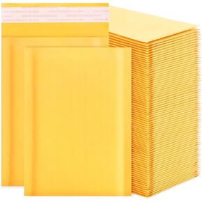 Kraft Bubble Mailers 4x7inch 100Pack Yellow Self-Seal Padded Envelopes Bubble Opaque Padded Mailers Shipping Bags for Small Businesses to Package and Mail Jewelry Cosmetics, Electronic Products, Cards