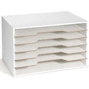 12x18 Construction Paper Organizer, Larger Size Wooden Literature Organizer, 6-tier Desktop File Organizer for Home and Classroom, Adjustable Paper Sorter for Office