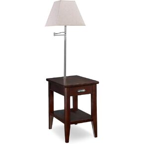 Leick Home 10537 Laurent One Drawer Swing Arm Lamp Side Table with Shelf, Chocolate Cherry, 16"x26"