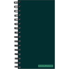 TF PUBLISHING 2025 Deep Jade Small Weekly Monthly Planner - 2-Page Large Calendar Grid and Lined Notes Section in Back - 12 Month Monthly Day Planner for Purse - 3.5" x 6.5"