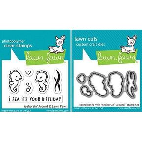 Lawn Fawn - Seahorsin' Around Stamps Set and Dies Set - 2 Item Bundle