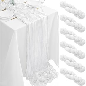 6Pack Baby Blue Cheesecloth Table Runner 35x120Inch Spring Easter Cheese Cloth Table Runner 10FT Boho Gauze Table Runners Rustic Sheer Table Runners for Wedding Bridal Shower Baby Shower Party Decor