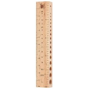 BENECREAT Knitting Needle Gauge INCH CM Ruler Wooden Crochet Ruler, 4.72x0.78x0.43 Inch Geometric Template Ruler with 16 Measuring Holes for Measuring Needle Size