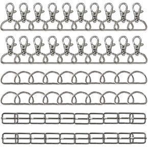 Ewparts Keychain Clip Swivel Snap Hooks with d Rings Slide Buckles 60 Pack Bulk for Handbag Purse Fasteners, Strap, Backpack,bag, Purse Hardware DIY Craft D ring Key Chain Hooks for Bag Making(1 inch)