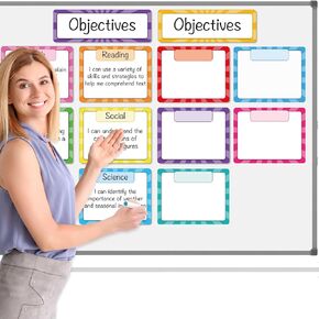 Auchq Classroom Objectives Magnetic Write ＆ Wipe Paper Organization Chart, Dry Erase Objectives Learning Magnets for Classroom Whiteboard.