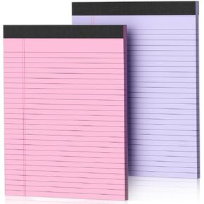2 Pcs Legal Pads 8.5 x 11 Pink Note Pads 8.5 x 11 Notepad 8.5 x 11 Micro Perforated Writing Pads 8.5 x 11 Lined Paper Pads Wide Ruled Pad of Paper 30 Sheets Notebook for Study, To-Do Lists, Office