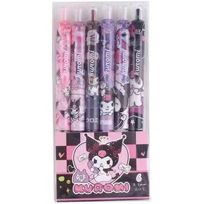 Katartizo 6-Pcs Ballpoint Pens, Comfortable Writing Pens, Pastel Retractable Pretty Journaling Pens, Black Ink Medium Point 0.5 mm Gift Pens, Cute Pens Office Supplies for Women
