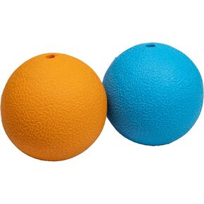 Amazon Basics Squeaker Toy Dog Balls, 3-Inch, 2-Pack, Blue, Orange