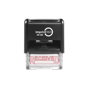 AS-IMP1043 - Received W/Signature Box, Heavy Duty Commerical Quality Self-Inking Rubber Stamp, Red Ink, 9/16" x 1-1/2" Impression Size, Laser Engraved for Clean, Precise Imprints