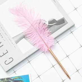 Feather Pen, Black Ink Ballpoint Pen, Wedding Signing Pen for Guest Signature, Wedding Bridal Party Favors, Office Business Gift Pens, Office Writing (White, 2 Pcs)