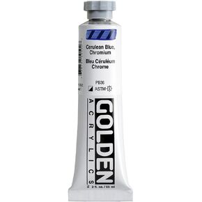 Heavy Body Acrylics by GOLDEN, Cerulean Blue Chromium, 2 fl. oz. Tube, Professional Acrylic Paint, Semi-Opaque