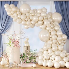 Pearl White Balloons, Double Stuffed White Balloons Different Sizes 5/10/12/18 Inch Pearl Balloon Arch Garland Kit for Wedding Engagement Bridal Baby Shower Birthday Party Decorations