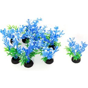 Aquarium Fish Tank Decorations 8PCS Small Blue Tree Artificial Plastic Fish Tank Plants Ornaments Safe for Betta Fish