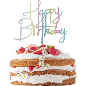 Sotpot Colour Glitter Happy Birthday Cake Topper,1 PCS Colour Glitter Happy Birthday Cake Decoration Suitable For Party Decoration For Birthday cakes Selected decorative