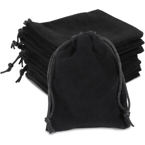 Aeaocvo 12PCS Velvet Bags with Drawstrings, Small Velvet Jewelry Pouches, Black Velvet Drawstring Bags for Wedding Party Favors, Jewelry Drawstring Pouches for Jewelry Bracelet Gift