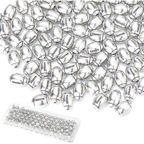 100 Pcs Alloy Football Beads 10mm Football Beads for Jewelry Making Supplies Alloy Football Beads for DIY Making Sports Beads for Football Craft Making Necklace Bracelet Keychains