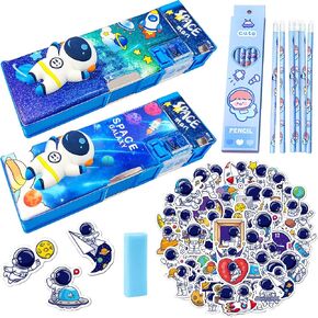 مجموعة قلم رصاص متعددة الوظائف للبنات والفتيان ، قرطاسية منظمات اللوازم المدرسية مع قلم رصاص 5 مساءً ، وشربى ، وممحاة وملصقات لطيفة ، وهدايا رائعة للأطفال (حمراء أسود) in Kuwait