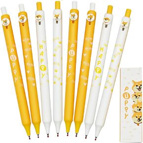 Maydahui 24 Pcs Cute Corgi Pens Retractable Shiba Inu Puppy Gel Pens Cartoon Dog Button Animal Pens Black Ink for School Office Supplies Pet Lovers Goodie Bags