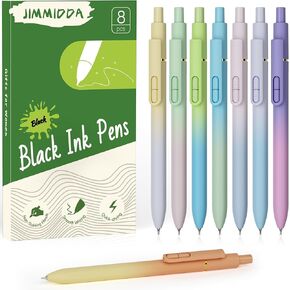 Gel Pens, 8 Pcs 0.7mm Black Ink Pens Fine Point Smooth Writing Pens, Aesthetic Gel Pens for Journaling Note Taking, Office School Supplies and Nurse School Supplies Gifts for Women Men