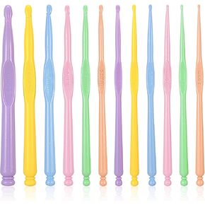 24pcs Plastic Crochet Hooks Set 2.0mm - 10.0mm Ergonomic Crochet Hooks for Arthritic Hands Extra Long Colorful Yarn Crochet Needle DIY Yarn Weaving Tool for Beginner Crocheter Scarf Hat Glove Knitting