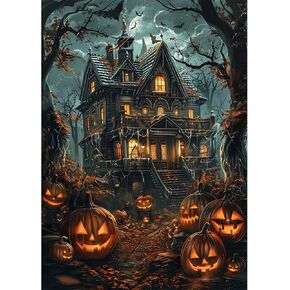 CEOVR Halloween Diamond Art Kits للبالغين ، 5D Full Drill Castle Pumpkin Diamond Painting Dots GEM ART ، CHALE CRAFTS KITS FUN DIY ، Decor