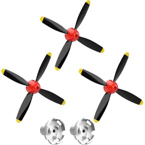 LEAMBE 3 مجموعات من مروحة 4-شبكية احتياطية RC Plane Propellers متوافقة مع P51 Mustang & P40 Warhawk التحكم عن بعد طائرة أنف المخروط الأحمر