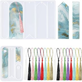 Maxqzin 2 Sets Bookmark Resin Molds,Epoxy Resin Molds with Tassels White Resin Molds Silicone DIY Book Accessory for Reading Lovers Floral Art Craft Jewelry Making Tool(9 Styles)